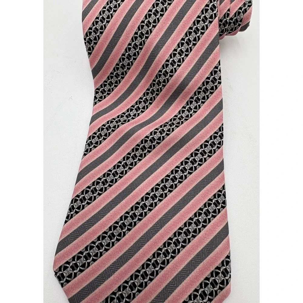 Pink Tie 100% Silk Italian Tie Pink Fabio Caviglia Striped Designer EUC